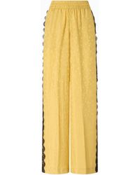 Pinko - Palazzo Trousers With Floral Motif And Lace Trim - Lyst