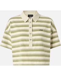 Pinko - Cropped Striped Jersey Polo With Structured Collar - Lyst