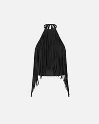 Pinko - Halterneck Top With Fringes - Lyst