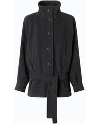 Pinko - Wool-Blend Pea Coat With High Neck And Belt - Lyst