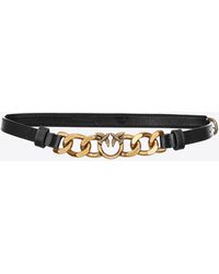 Pinko - Thin Belt With Tiny Love Birds And Chain 1cm - Lyst