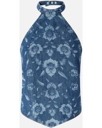 Pinko - Floral Denim Top - Lyst