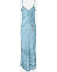 Pinko - Fluid Slip Dress With Placed Jewel Print - Lyst