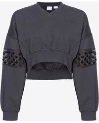 Pinko - Short Sweatshirt With Hand-embroidered Detail - Lyst
