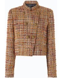 Pinko - Bouclé Tweed Jacket With Contrasting Buttons - Lyst