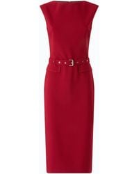 Pinko - Fitted Crepe Midi Dress With Matching Belt - Lyst