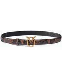 Pinko - Python-Print Belt With Love Birds Buckle, 2 Cm - Lyst