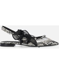 Pinko - Ballerines Slingbacks Avec Embossage Python Et Lacets - Lyst
