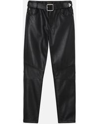 Pinko - Nappa Leather Long Trousers With Belt - Lyst