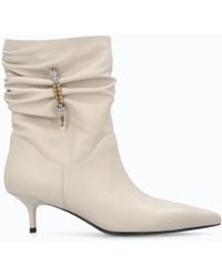 Pinko - Nappa Leather Ankle Boots With Gathered Leg Shaft And Logo - Lyst