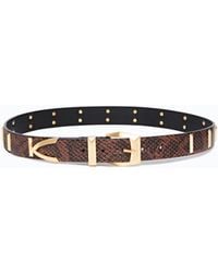 Pinko - Python-Print Leather Belt With Studs, 3 Cm - Lyst