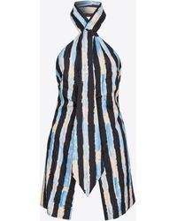 Pinko - Halterneck Top With Painted-stripe Print - Lyst