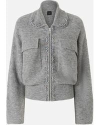 Pinko - Chaqueta De Mezcla De Lana Con Bordado Joya, Gris-Monumento Gr - Lyst