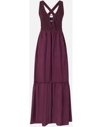 ワンピース PINKO LESTER LONG SLEEVELESS COTTON DRESS WITH NECKLINE Pinko Sleeveless Long Cotton Dress With Neckline in Black | Lyst