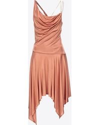 Pinko - Drapiertes Kleid Mit Kettchen, Rouge-Braun - Lyst
