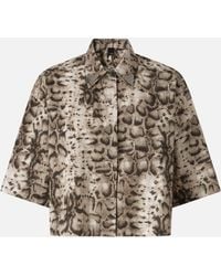 Pinko - Cropped Printed Shirt With Metallic Details - Lyst