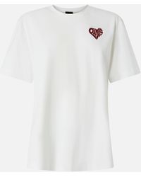 Pinko - T-Shirt With Rhinestoned Amore Lettering - Lyst