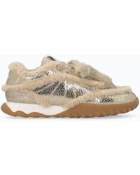 Pinko - Lather Sneakers With Faux Fur Details - Lyst