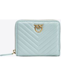 Pinko - Square Zip-around Wallet In Chevron-patterned Nappa Leather - Lyst