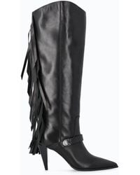 Pinko - High Nappa Leather Boots With Heel And Fringing - Lyst