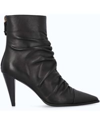 Pinko - Nappa Leather Ankle Boots With Gathered Leg Shaft - Lyst