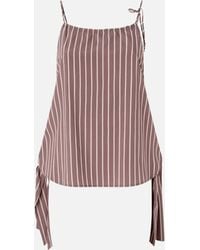 Pinko - Striped Top With Thin Shoulder Straps And Bows - Lyst