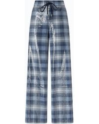 Pinko - Palazzo Trousers With Check Pattern And Sequins - Lyst