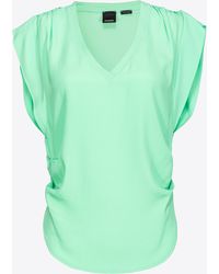 Pinko - Silk-blend Blouse With Curved Hem - Lyst