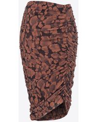 Pinko - Printed Calf-length Skirt With Gathering - Lyst