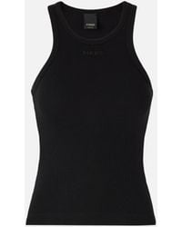 Pinko - Ribbed Vest Top With Logo - Lyst