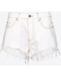 Pinko - Fringed Shorts With Embroidery On The Back - Lyst