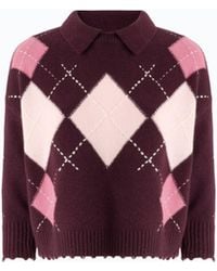 Pinko - Wool And Cashmere Sweater With Diamond Motif - Lyst