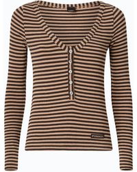 Pinko - Striped Wool-Blend Henley Sweater - Lyst