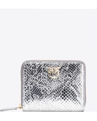 Pinko - Galleria Square Zip-around Wallet In Punched Reptile Skin - Lyst