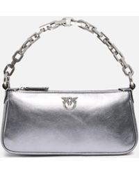 Pinko - Mini Half Moon Baguette Handbag In Laminated Suede - Lyst