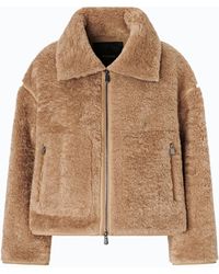 Pinko - Shearling-Effect Pea Coat - Lyst