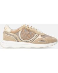 Pinko - Mesh And Suede Sneakers With Love Birds Logo - Lyst