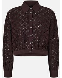 Pinko - Cropped Shirt With Broderie Anglaise - Lyst