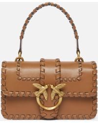 Pinko - Kleine Henkeltasche Mini Love Bag Aus Leder, Braun - Lyst