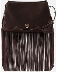 Pinko - Bolso Bandolera Pequeño One, Two, Three Bag De Ante Con Flecos - Lyst