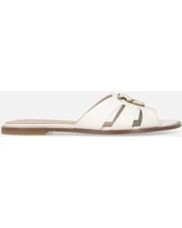 Pinko - Leather Slip-On Sandals With Love Birds Logo - Lyst