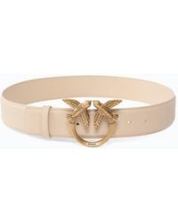 Pinko - 4 Cm Leather Belt With Love Birds Buckle - Lyst