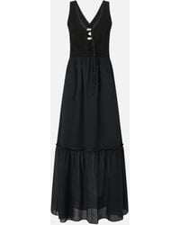 Pinko - Robe Longue Décolletée Sans Manches En Coton - Lyst