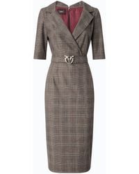 Pinko - Slim-Fit Check Wool Dress With Love Birds Belt - Lyst