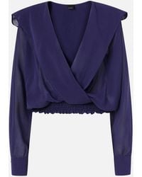 Pinko - Cropped Blouse With Hood And Sheer Details - Lyst