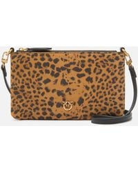 Pinko - Bolso Bandolera Pequeño De Ante Con Estampado De Leopardo - Lyst