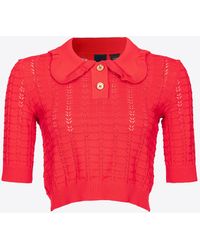 Pinko - Short Fan-stitched Sweater - Lyst