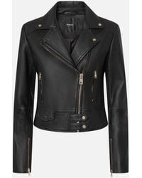 Pinko - Nappa Leather Biker Jacket - Lyst