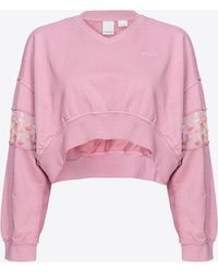 Pinko - Short Sweatshirt With Hand-embroidered Detail - Lyst