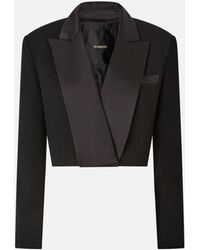 Pinko - Cropped Jacket With Satin Details - Lyst